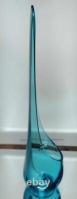18 Vintage L E Smith Swung Glass / Taper Candle Holder/teal & White Stripe
