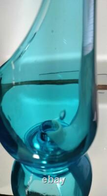18 Vintage L E Smith Swung Glass / Taper Candle Holder/teal & White Stripe