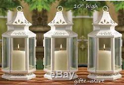 18 White shabby whitewashed stagecoach Lantern Candle holder wedding centerpiece