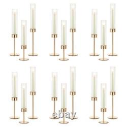 18pcs Ribbed Taper Candle Holder Candlestick Decor Set NUPTIO Hurricane Glass