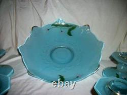 1930s Moderne Classic Reverse Painted Glass Candle Holders Bowl Indiana Glass