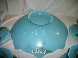 1930s Moderne Classic Reverse Painted Glass Candle Holders Bowl Indiana Glass