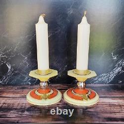 1930s Vintage Indiana Glass Moderne Classic Console Bowl & Candle Stick Holders