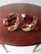 1950's 2x Seguso Vetri Art Mid-century Murano Sommerso Glass Candle Holders Set