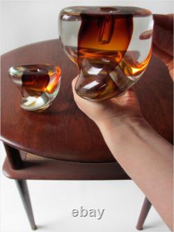 1950's 2X SEGUSO VETRI ART MID-CENTURY MURANO SOMMERSO GLASS CANDLE HOLDERS SET