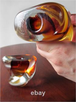 1950's 2X SEGUSO VETRI ART MID-CENTURY MURANO SOMMERSO GLASS CANDLE HOLDERS SET