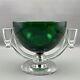 1950s Viking Glass Green Peg Bowl And Crystal Candle Holder Rare