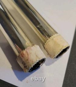 1954 Nelson Candle Sphere Chrome Ball Orb Holders MCM Pair Mercury Glass Candles