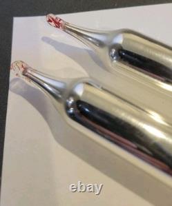 1954 Nelson Candle Sphere Chrome Ball Orb Holders MCM Pair Mercury Glass Candles