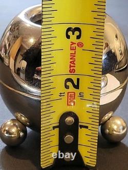 1954 Nelson Candle Sphere Chrome Ball Orb Holders MCM Pair Mercury Glass Candles