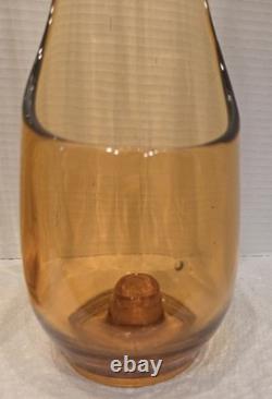 1960's L. E. Smith Era Amber Color Art Glass Candle Holders 18 Mid Century Dec