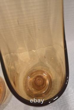 1960's L. E. Smith Era Amber Color Art Glass Candle Holders 18 Mid Century Dec