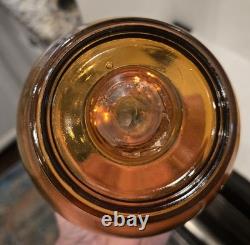 1960's L. E. Smith Era Amber Color Art Glass Candle Holders 18 Mid Century Dec