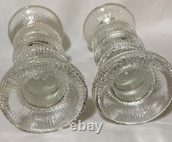 1960's Staffan Gellerstedt Swedish Ice Glass Candle Holders Pukeberg Sweden