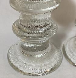 1960's Staffan Gellerstedt Swedish Ice Glass Candle Holders Pukeberg Sweden