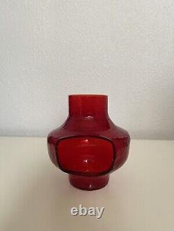 1970s HTF Vintage Rainbow Glass Twinkle Light Candle Holder #R746 RED