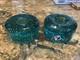 1980 Jaroslav Svoboda Karlov Tuquoise Czech Art Glass Candle Holders