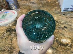 1980 Jaroslav Svoboda Karlov Tuquoise Czech Art Glass Candle Holders