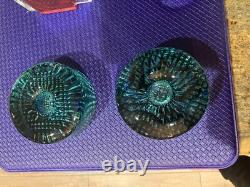1980 Jaroslav Svoboda Karlov Tuquoise Czech Art Glass Candle Holders