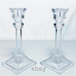 1980s Crystal Glass Candleholders a Pair