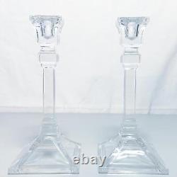 1980s Crystal Glass Candleholders a Pair