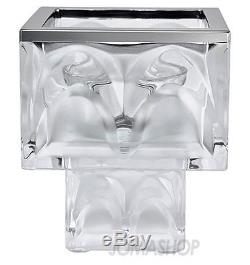 $1990 Lalique Crystal Candle Holder MANHATTAN Foot Votive French Art Glass MIB