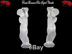 19th French Pair Candlesticks Crystal BACCARAT signed cherubs