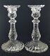 (2) Baccarat Crystal Bambous Candle Stick Holders, 9 1/8, Euc