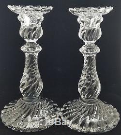 (2) Baccarat Crystal Bambous Candle Stick Holders, 9 1/8, EUC
