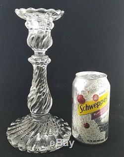 (2) Baccarat Crystal Bambous Candle Stick Holders, 9 1/8, EUC