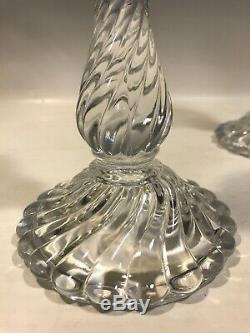 (2) Baccarat Crystal Bambous Swirl Candle Stick Holders, 9 1/8, Marked