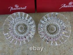 2 Baccarat France Crystal Art Glass Massena Taper Candlestick Candle Holders Box