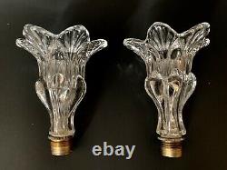 2 Baccarat Scalloped Glass Candle Cups Parts Finials For Candelabra Candlestick