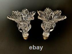 2 Baccarat Scalloped Glass Candle Cups Parts Finials For Candelabra Candlestick
