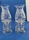 2 Cambridge 8 Etched Glass Rose Point Hurricane Lamp Candle Holders