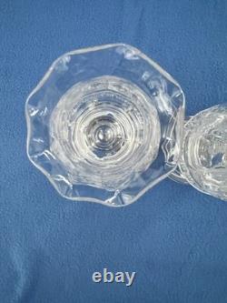 2 Cambridge 8 Etched Glass Rose Point Hurricane Lamp Candle Holders