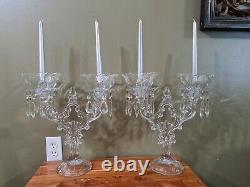 2 Cambridge Glass Crystal Keyhole 2 Lite Candleholder Candelabra ULTRA RARE