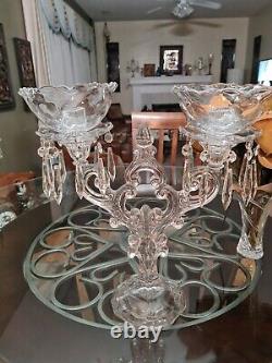 2 Cambridge Glass Crystal Keyhole 2 Lite Candleholder Candelabra ULTRA RARE