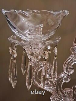 2 Cambridge Glass Crystal Keyhole 2 Lite Candleholder Candelabra ULTRA RARE