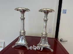 2 Candle Silver Glass Handmade Turned Style Pillar Candle Holder, Set of 2, New