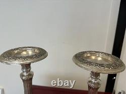 2 Candle Silver Glass Handmade Turned Style Pillar Candle Holder, Set of 2, New