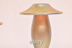 2 Carl Radke Phoenix Studios Art glass candle holders Iridescent Candlesticks