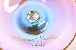 2 Carl Radke Phoenix Studios Art glass candle holders Iridescent Candlesticks