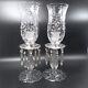 2 Duncan & Miller First Love Candlesticks W Hurricane Shades Bobeches & Prisms