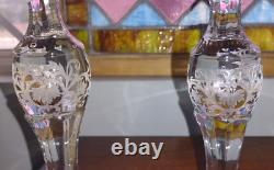 2 EAPG Fostoria DRESDEN Rose CANDLE STICK Holders 8 Etch#2244-6 RARE STUNNING