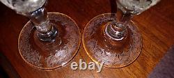 2 EAPG Fostoria DRESDEN Rose CANDLE STICK Holders 8 Etch#2244-6 RARE STUNNING