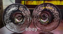 2 EAPG Fostoria DRESDEN Rose CANDLE STICK Holders 8 Etch#2244-6 RARE STUNNING