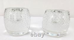 2 Ernest Gordon Afors GH343 Sweden Signed Bubble Candle Stick Glass Vase Signed