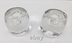 2 Ernest Gordon Afors GH343 Sweden Signed Bubble Candle Stick Glass Vase Signed