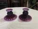 2 Fenton Usa Purple Plum Hobnail Opalescent Art Glass Table Candle Stick Holder